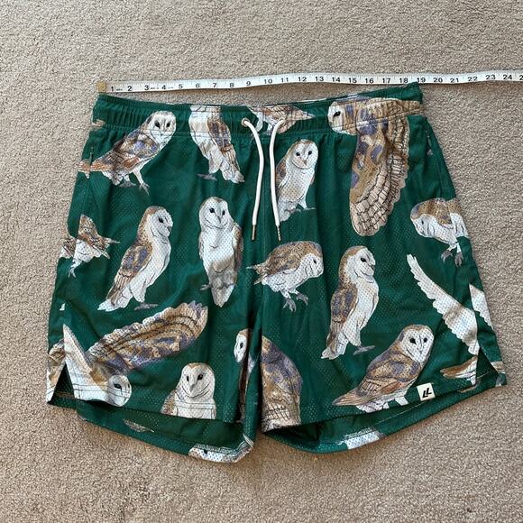 Lumberlegs Mens Owl Print Mesh Athletic Gym Shorts Size 3XL Green Lined NWT - Picture 7 of 9